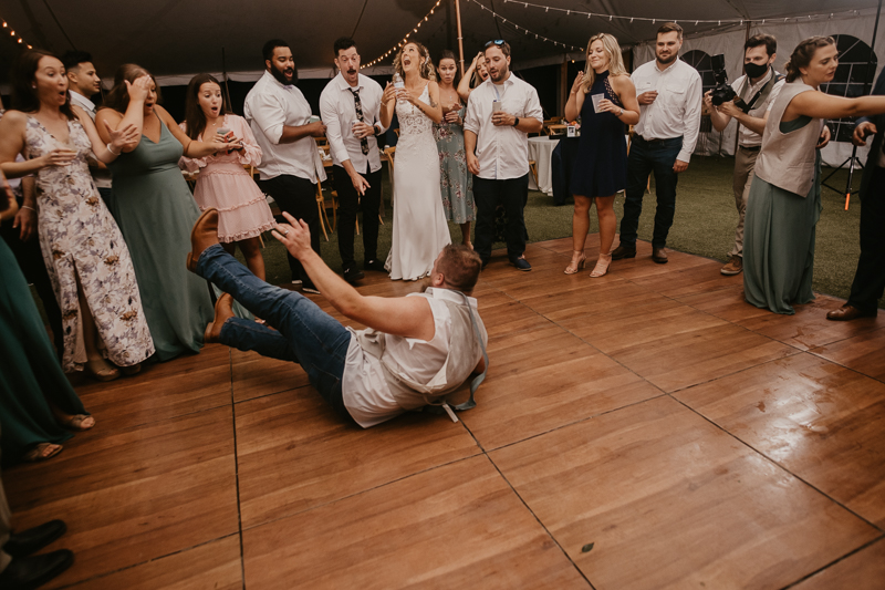 An exciting evening wedding reception by Breaking the Norm at Castle Farm in Snow Hill, Maryland by Britney Clause Photography