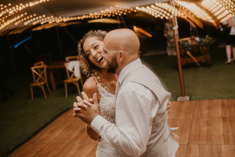 An exciting evening wedding reception by Breaking the Norm at Castle Farm in Snow Hill, Maryland by Britney Clause Photography