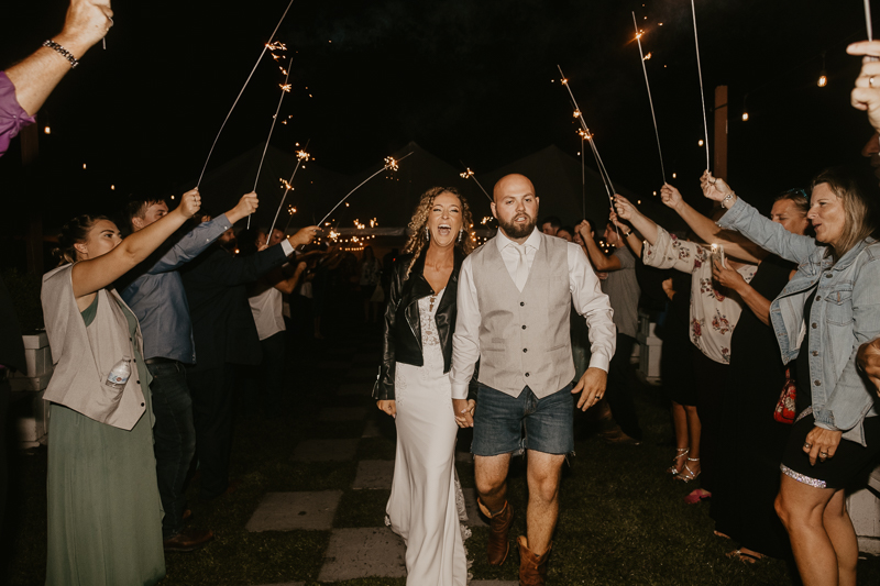 An exciting evening wedding reception by Breaking the Norm at Castle Farm in Snow Hill, Maryland by Britney Clause Photography