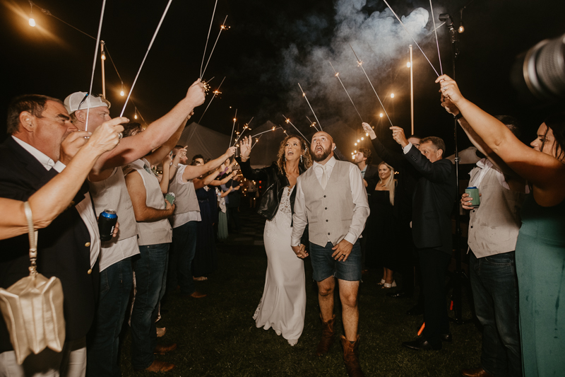 An exciting evening wedding reception by Breaking the Norm at Castle Farm in Snow Hill, Maryland by Britney Clause Photography