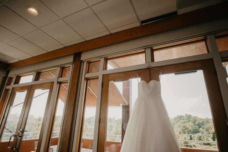 A stunning wedding dress by Justin Alexander from Bridals by Elena at the Chesapeake Bay Foundation in Annapolis Maryland by Britney Clause Photography