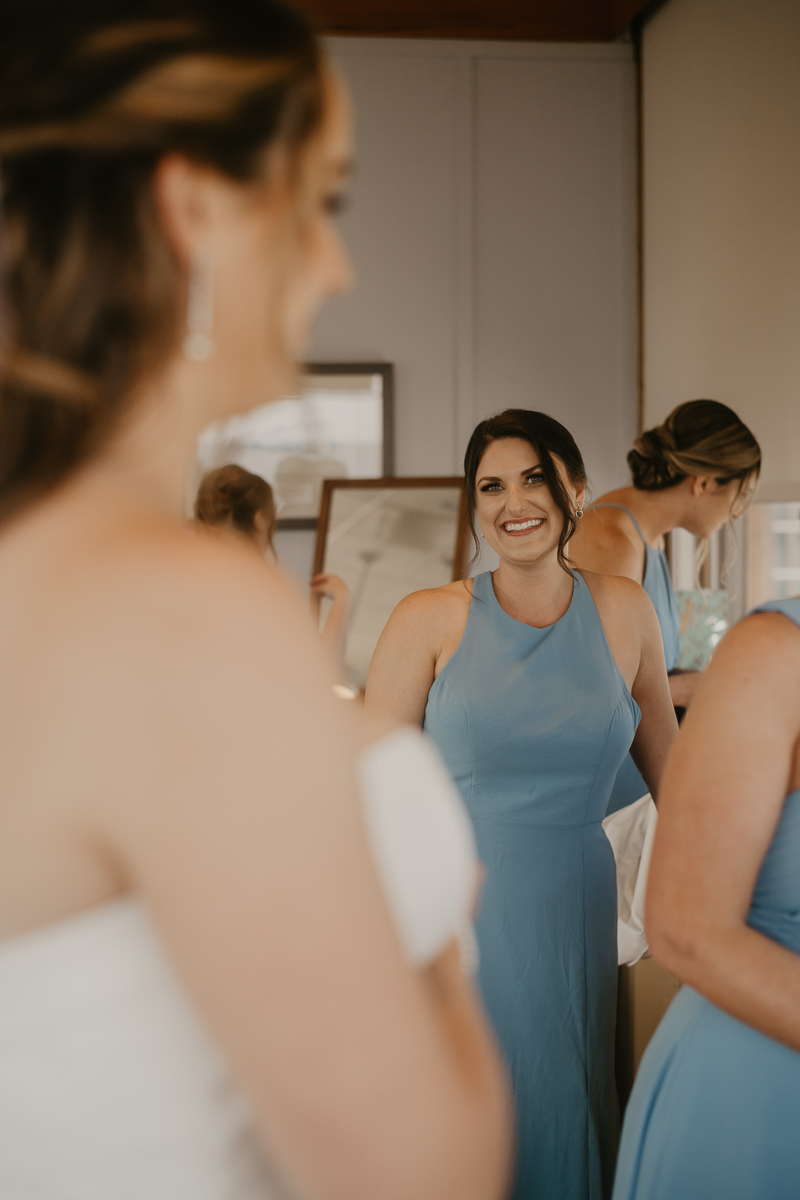 A bride getting ready at the Chesapeake Bay Foundation in Annapolis Maryland by Britney Clause Photography