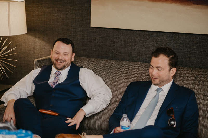 A groom getting ready at the Chesapeake Bay Foundation in Annapolis Maryland by Britney Clause Photography