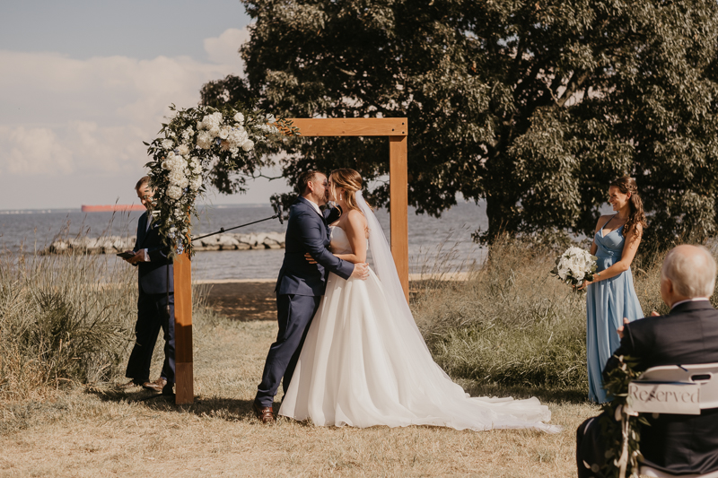 Amazing summer waterfront wedding ceremony at the Chesapeake Bay Foundation in Annapolis Maryland by Britney Clause Photography