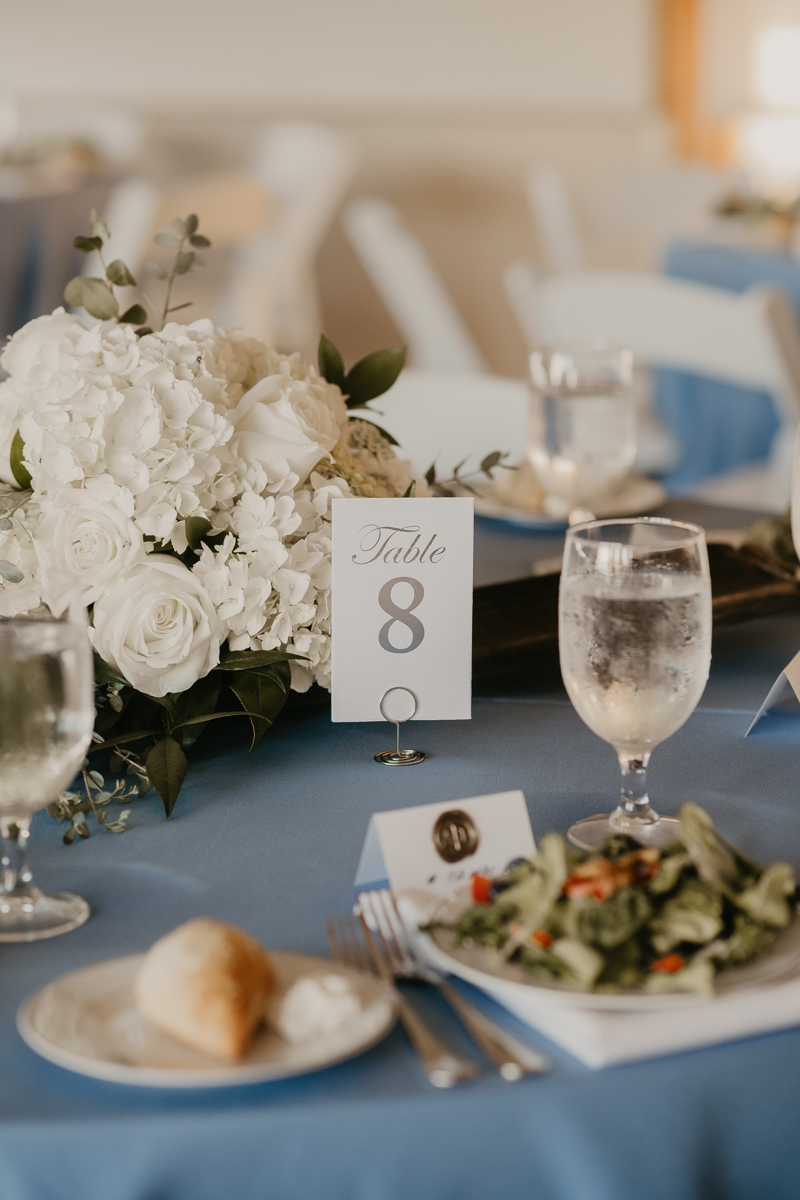 Gorgeous summery waterfront reception decor at the Chesapeake Bay Foundation in Annapolis Maryland by Britney Clause Photography