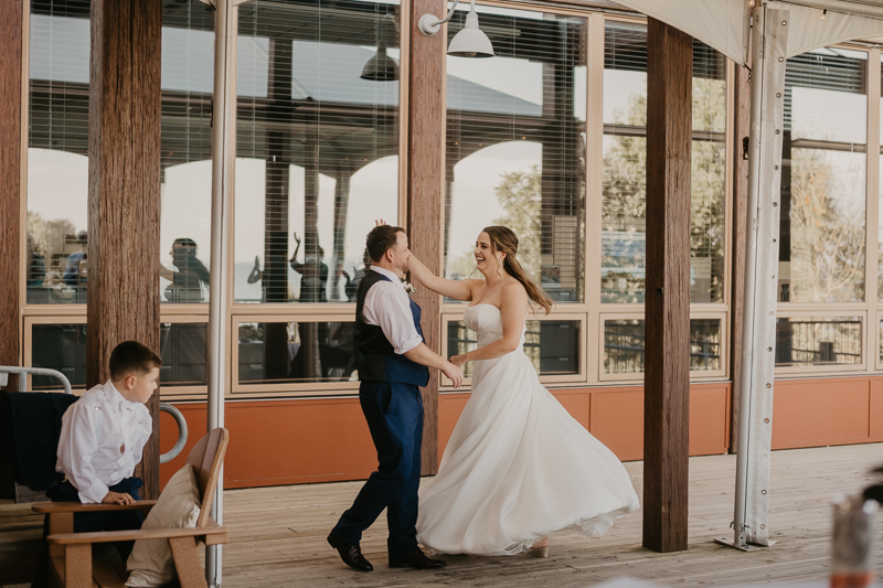 A stunning waterfront wedding reception at the Chesapeake Bay Foundation in Annapolis Maryland by Britney Clause Photography