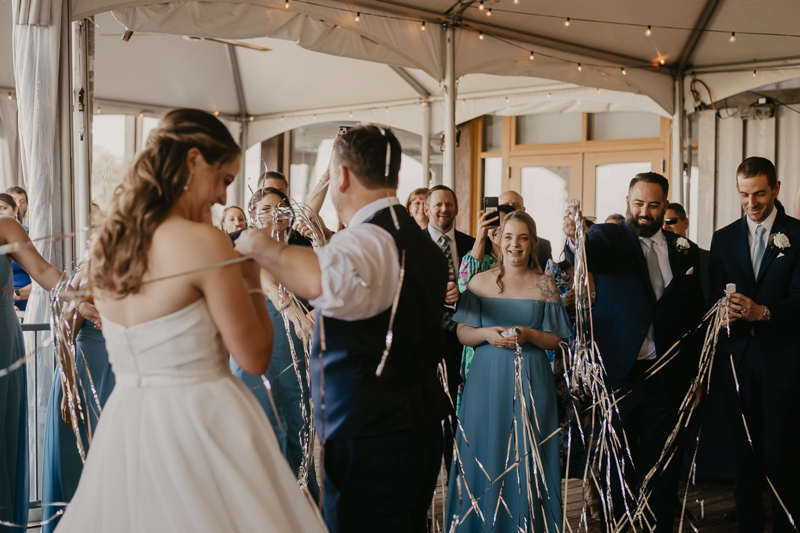 A stunning waterfront wedding reception at the Chesapeake Bay Foundation in Annapolis Maryland by Britney Clause Photography