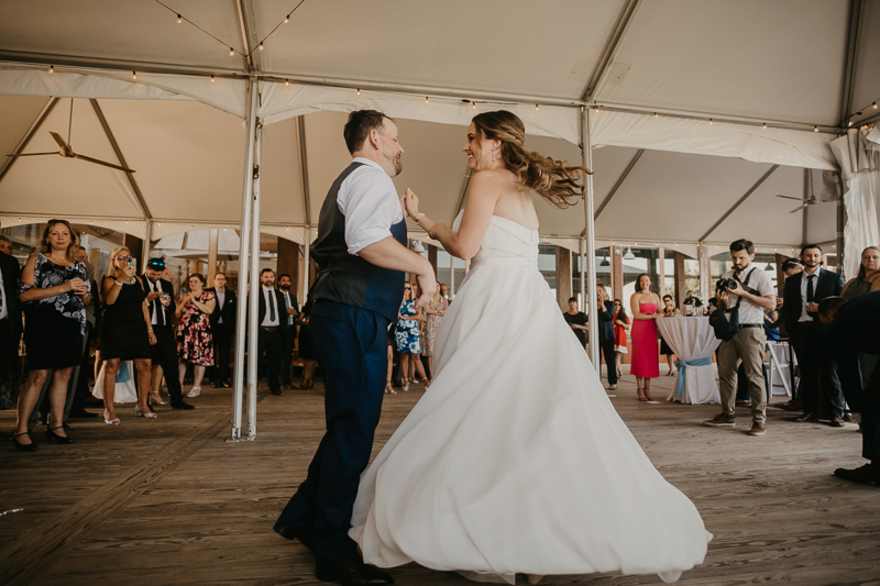 A stunning waterfront wedding reception at the Chesapeake Bay Foundation in Annapolis Maryland by Britney Clause Photography