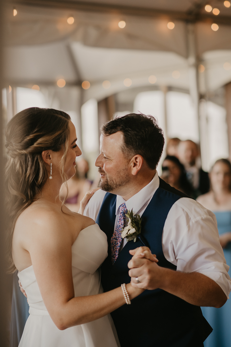 A stunning waterfront wedding reception at the Chesapeake Bay Foundation in Annapolis Maryland by Britney Clause Photography