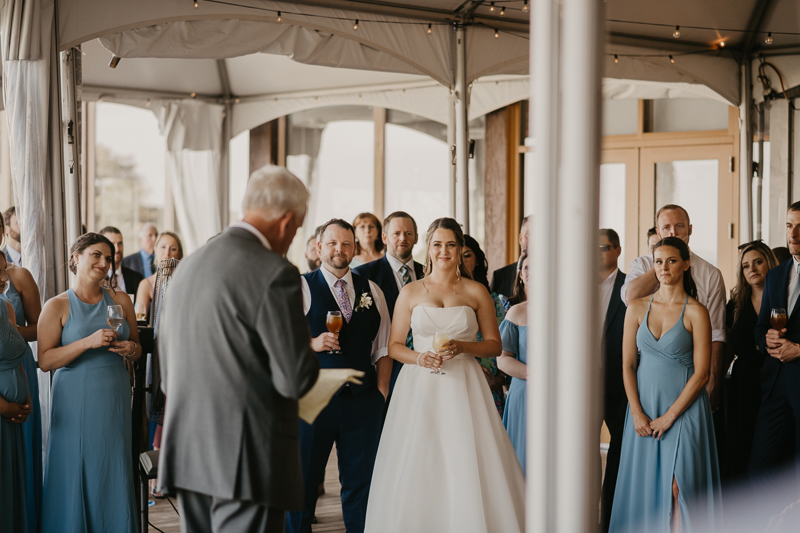 A stunning waterfront wedding reception at the Chesapeake Bay Foundation in Annapolis Maryland by Britney Clause Photography