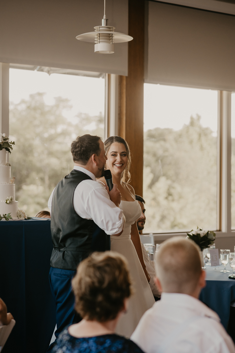 A stunning waterfront wedding reception at the Chesapeake Bay Foundation in Annapolis Maryland by Britney Clause Photography