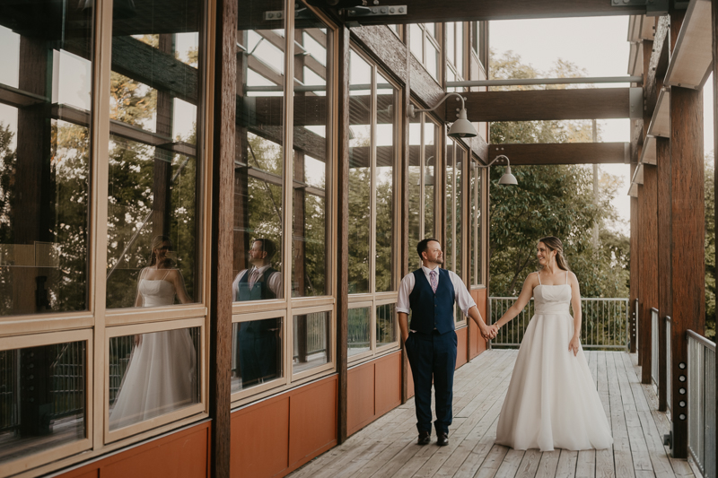 Stunning bride and groom wedding portraits at the Chesapeake Bay Foundation in Annapolis Maryland by Britney Clause Photography