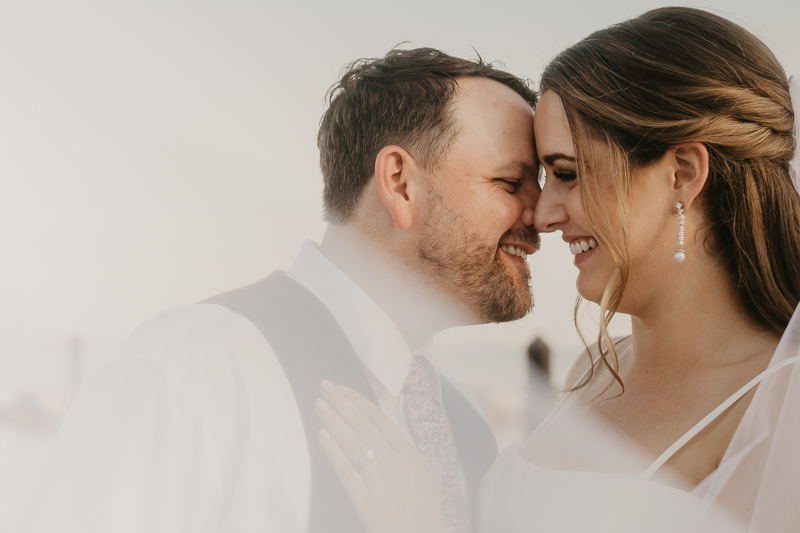 Stunning bride and groom wedding portraits at the Chesapeake Bay Foundation in Annapolis Maryland by Britney Clause Photography