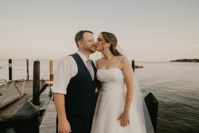 Stunning bride and groom wedding portraits at the Chesapeake Bay Foundation in Annapolis Maryland by Britney Clause Photography