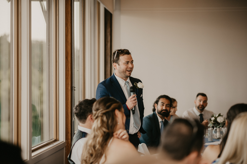 A stunning waterfront wedding reception at the Chesapeake Bay Foundation in Annapolis Maryland by Britney Clause Photography