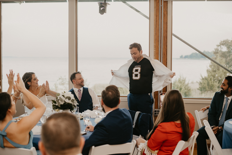 A stunning waterfront wedding reception at the Chesapeake Bay Foundation in Annapolis Maryland by Britney Clause Photography