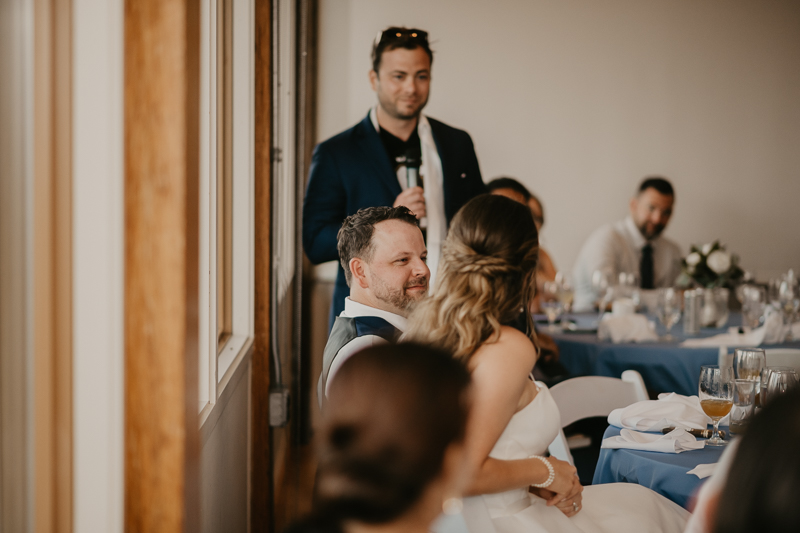 A stunning waterfront wedding reception at the Chesapeake Bay Foundation in Annapolis Maryland by Britney Clause Photography