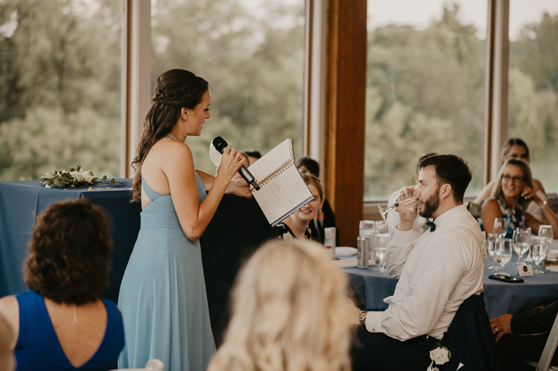 A stunning waterfront wedding reception at the Chesapeake Bay Foundation in Annapolis Maryland by Britney Clause Photography