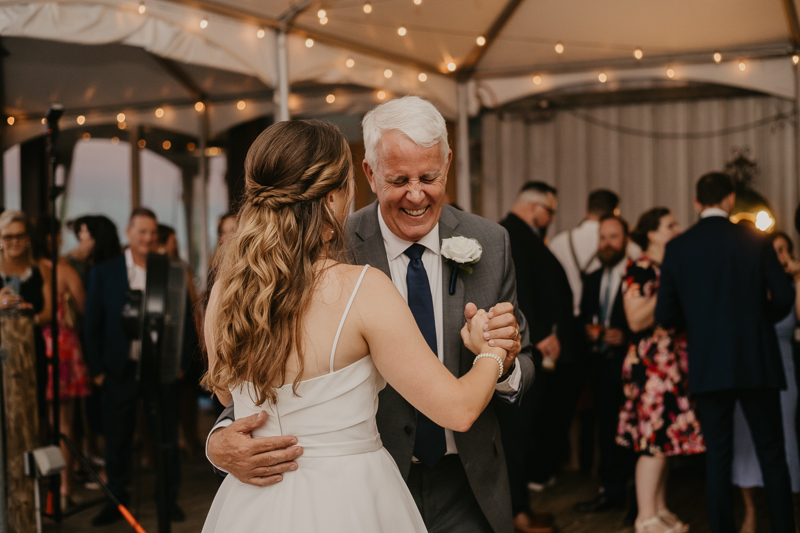 A stunning waterfront wedding reception at the Chesapeake Bay Foundation in Annapolis Maryland by Britney Clause Photography