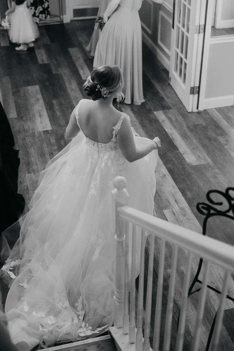 A bride getting ready for her wedding at Celebrations at the Bay in Pasadena, Maryland by Britney Clause Photography