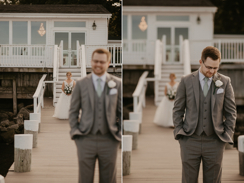 Stunning bride and groom wedding portraits at Celebrations at the Bay in Pasadena, Maryland by Britney Clause Photography