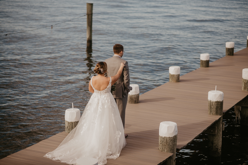 Stunning bride and groom wedding portraits at Celebrations at the Bay in Pasadena, Maryland by Britney Clause Photography