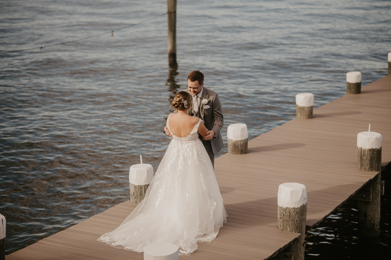 Stunning bride and groom wedding portraits at Celebrations at the Bay in Pasadena, Maryland by Britney Clause Photography