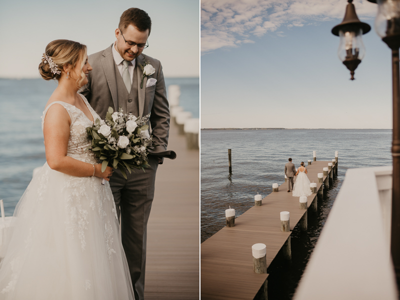 Stunning bride and groom wedding portraits at Celebrations at the Bay in Pasadena, Maryland by Britney Clause Photography