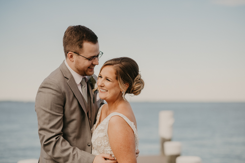 Stunning bride and groom wedding portraits at Celebrations at the Bay in Pasadena, Maryland by Britney Clause Photography