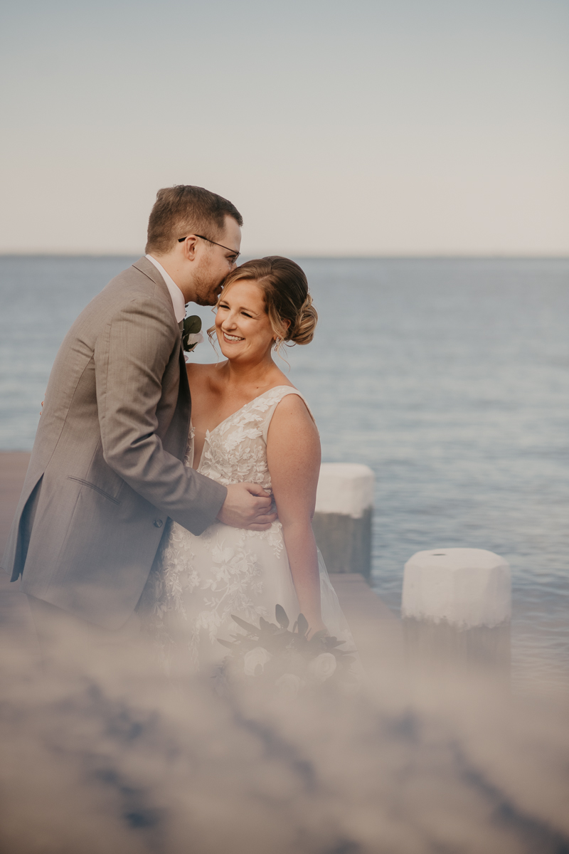 Stunning bride and groom wedding portraits at Celebrations at the Bay in Pasadena, Maryland by Britney Clause Photography