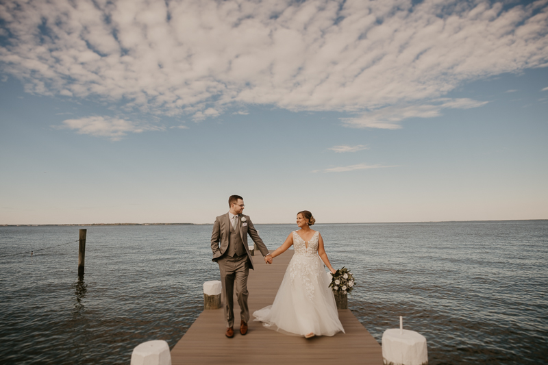 Stunning bride and groom wedding portraits at Celebrations at the Bay in Pasadena, Maryland by Britney Clause Photography