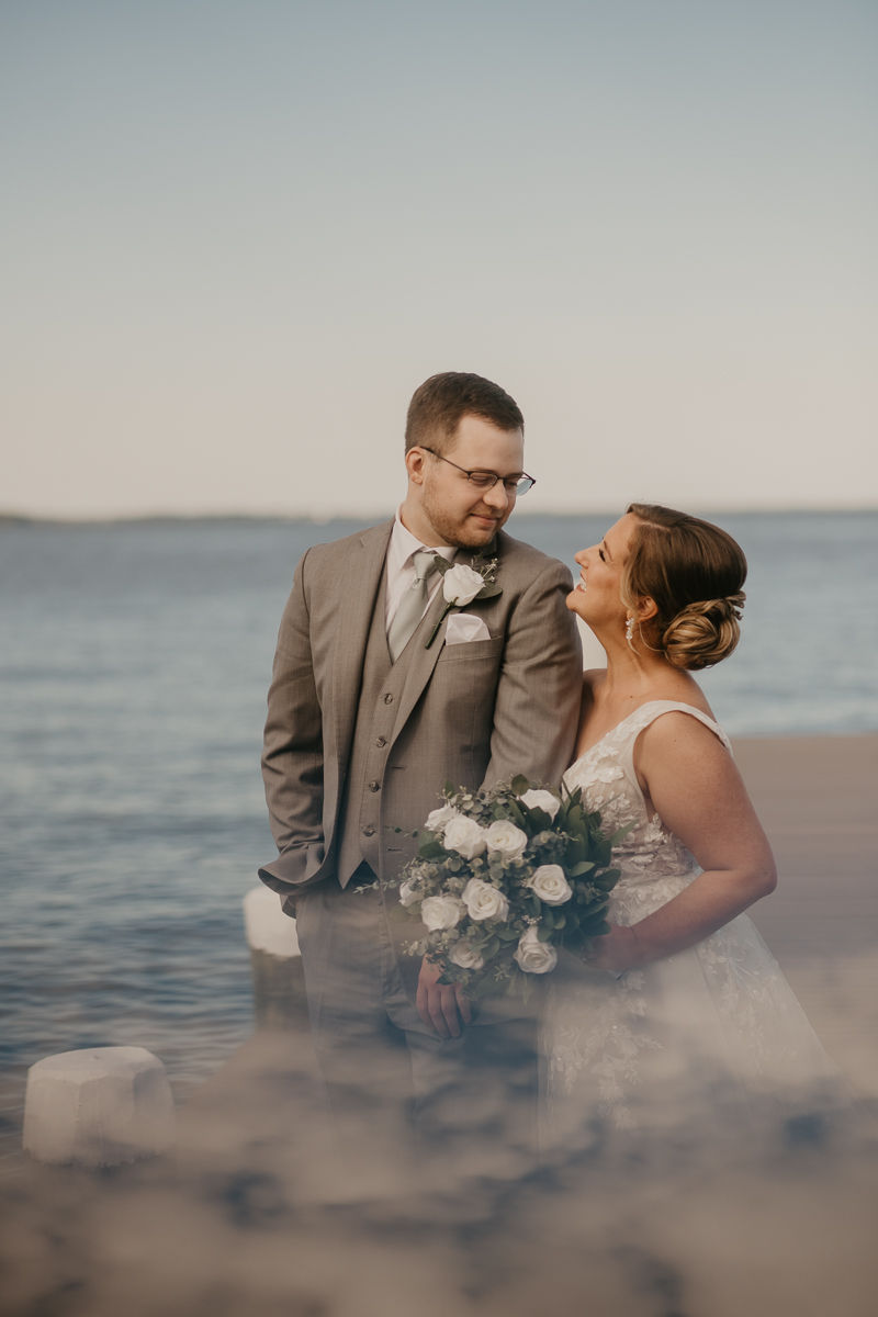 Stunning bride and groom wedding portraits at Celebrations at the Bay in Pasadena, Maryland by Britney Clause Photography