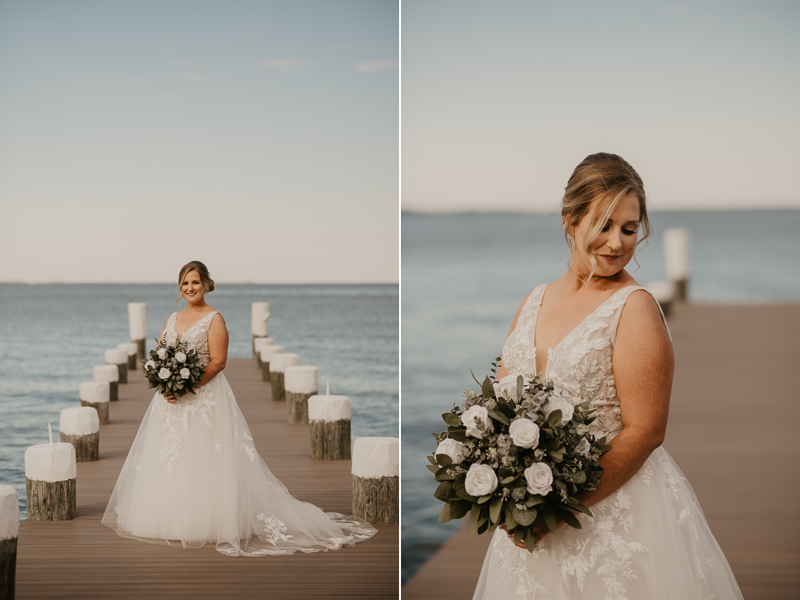 Stunning bride and groom wedding portraits at Celebrations at the Bay in Pasadena, Maryland by Britney Clause Photography