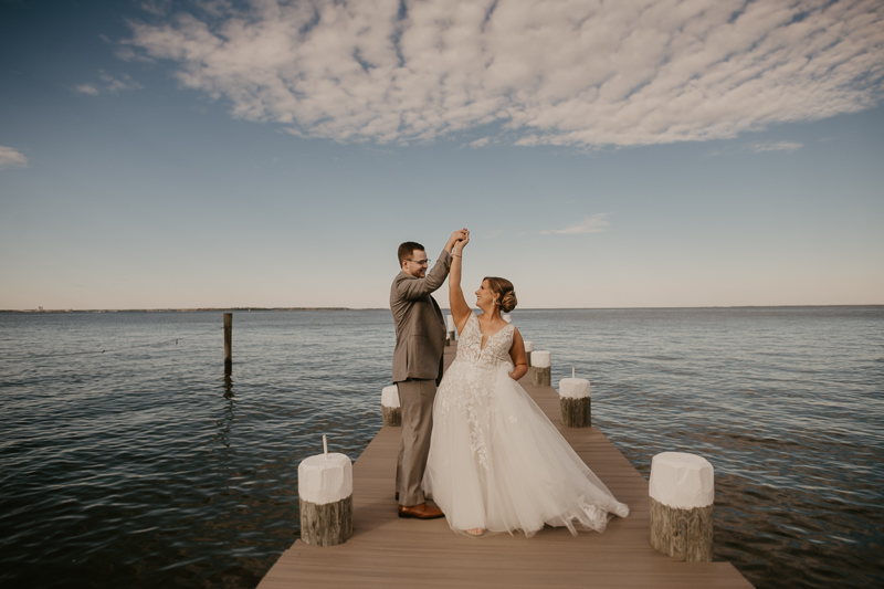 Stunning bride and groom wedding portraits at Celebrations at the Bay in Pasadena, Maryland by Britney Clause Photography