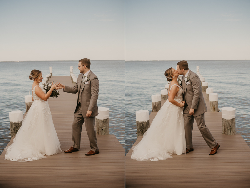 Stunning bride and groom wedding portraits at Celebrations at the Bay in Pasadena, Maryland by Britney Clause Photography