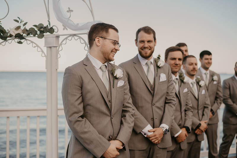 Amazing waterfront wedding ceremony at Celebrations at the Bay in Pasadena, Maryland by Britney Clause Photography