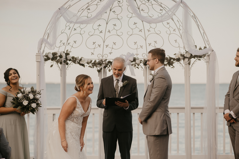 Amazing waterfront wedding ceremony at Celebrations at the Bay in Pasadena, Maryland by Britney Clause Photography