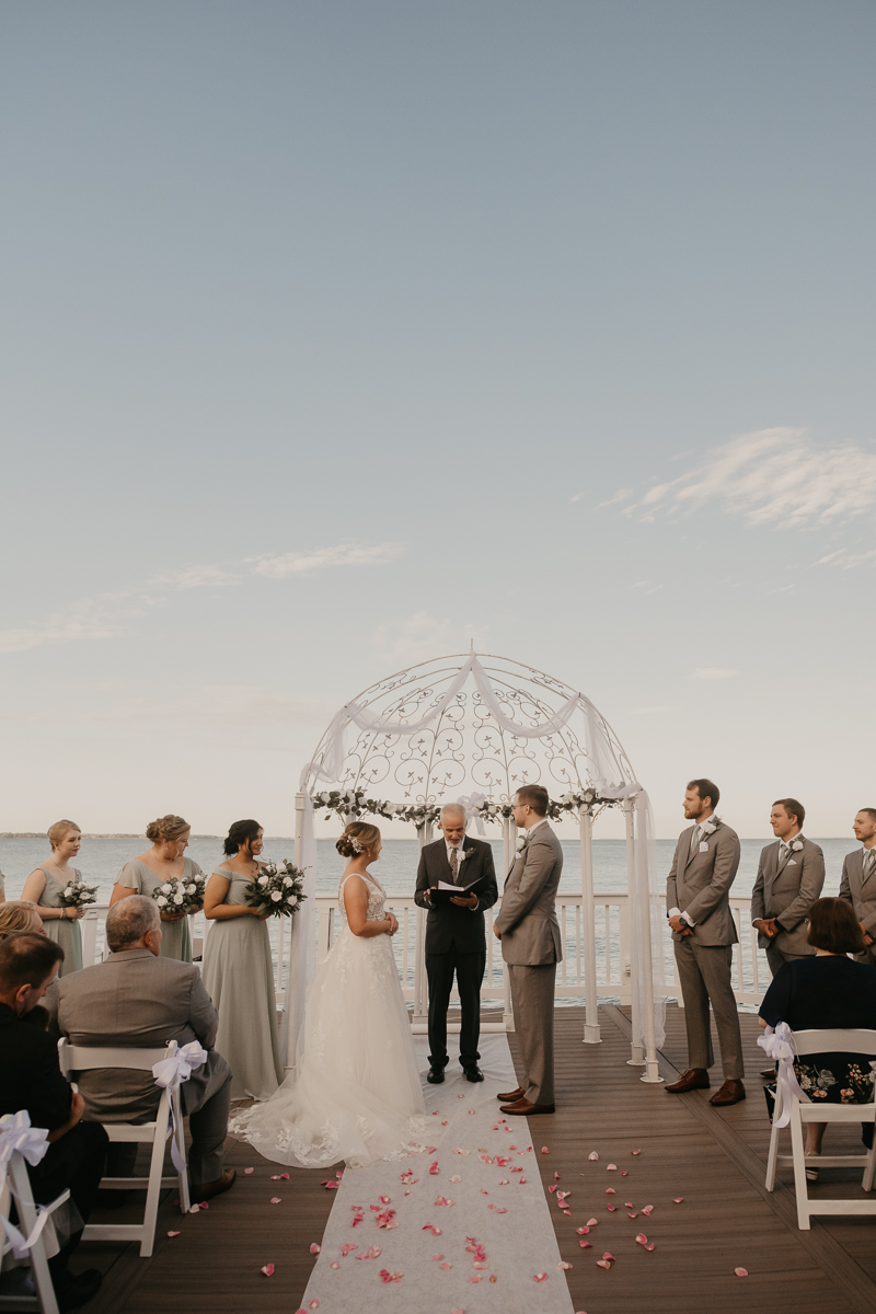 Amazing waterfront wedding ceremony at Celebrations at the Bay in Pasadena, Maryland by Britney Clause Photography