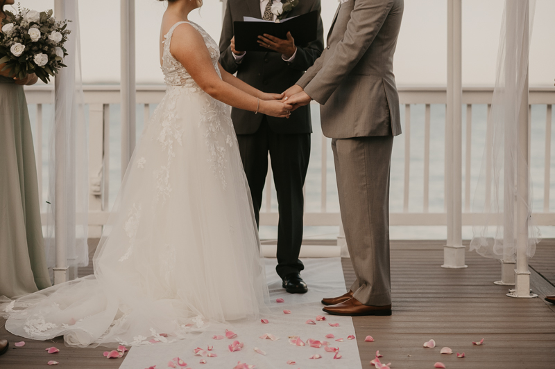 Amazing waterfront wedding ceremony at Celebrations at the Bay in Pasadena, Maryland by Britney Clause Photography