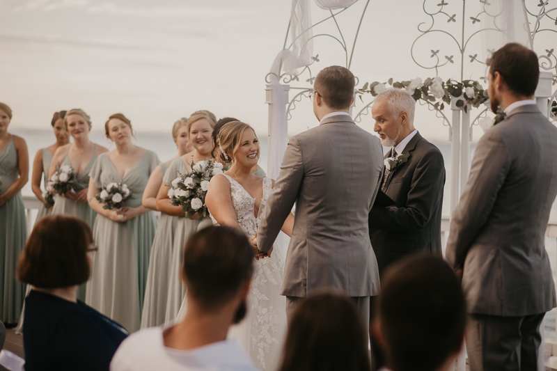 Amazing waterfront wedding ceremony at Celebrations at the Bay in Pasadena, Maryland by Britney Clause Photography