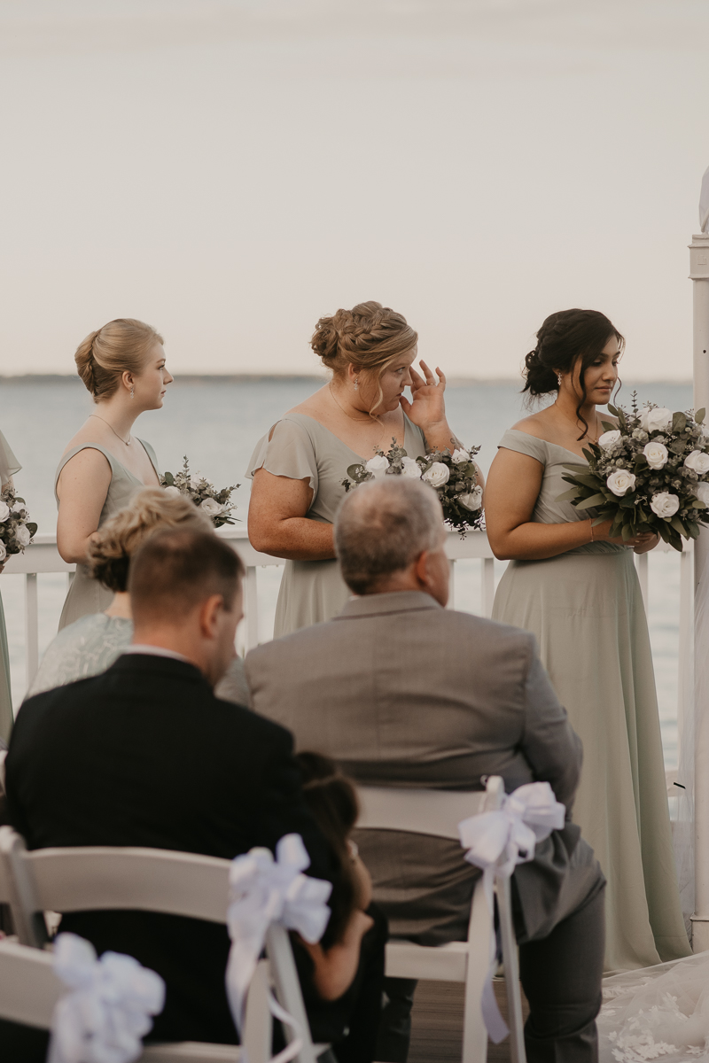 Amazing waterfront wedding ceremony at Celebrations at the Bay in Pasadena, Maryland by Britney Clause Photography