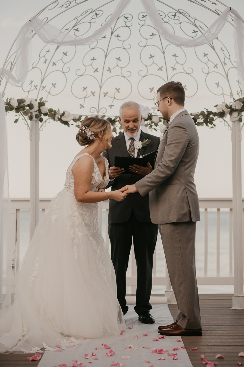 Amazing waterfront wedding ceremony at Celebrations at the Bay in Pasadena, Maryland by Britney Clause Photography