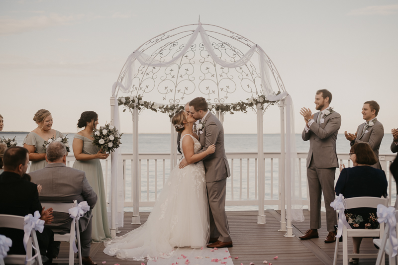 Amazing waterfront wedding ceremony at Celebrations at the Bay in Pasadena, Maryland by Britney Clause Photography