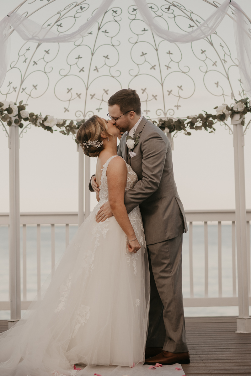 Amazing waterfront wedding ceremony at Celebrations at the Bay in Pasadena, Maryland by Britney Clause Photography