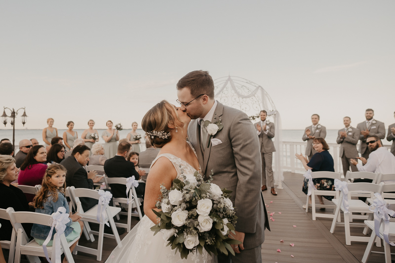 Amazing waterfront wedding ceremony at Celebrations at the Bay in Pasadena, Maryland by Britney Clause Photography