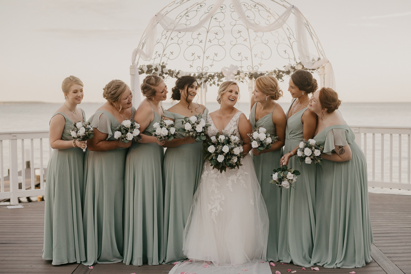 Stunning bridal party groups at Celebrations at the Bay in Pasadena, Maryland by Britney Clause Photography