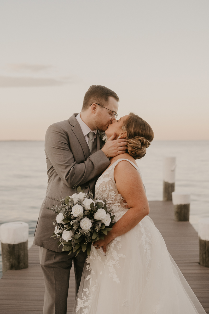 Stunning bride and groom wedding portraits at Celebrations at the Bay in Pasadena, Maryland by Britney Clause Photography