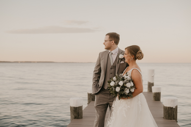 Stunning bride and groom wedding portraits at Celebrations at the Bay in Pasadena, Maryland by Britney Clause Photography