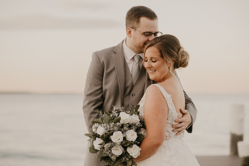 Stunning bride and groom wedding portraits at Celebrations at the Bay in Pasadena, Maryland by Britney Clause Photography