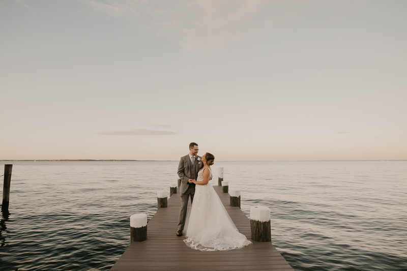 Stunning bride and groom wedding portraits at Celebrations at the Bay in Pasadena, Maryland by Britney Clause Photography